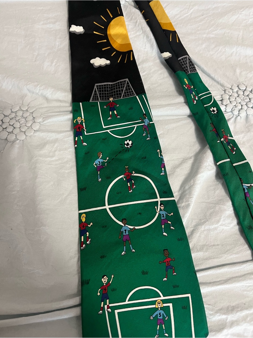 Vintage 100% Silk Green Soccer Print Tie